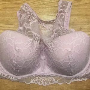 VS PINK Floral Lace High Neck Push-Up Bralette